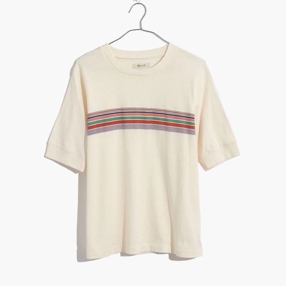 Madewell Recycled Cotton Placed-Stripe Relaxed Tee - Picture 4 of 8